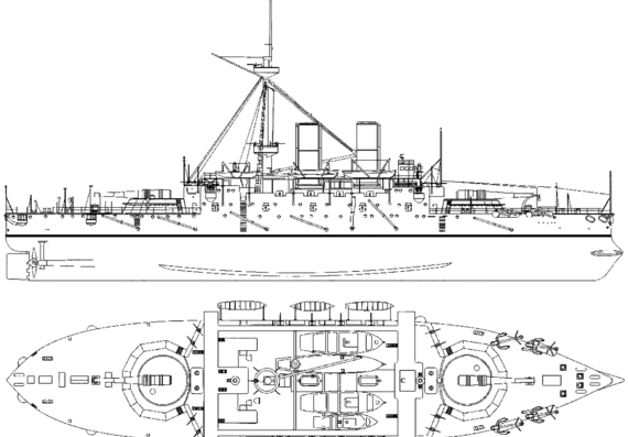 Warship HMS Benbow 1902 [Battleship] - drawings, dimensions, pictures